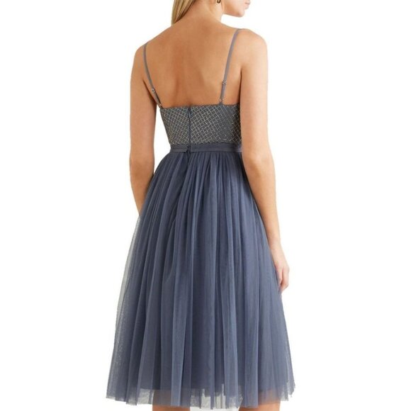 Needle & Thread Blue tinted Grey Coppelia Embellished Ballet Tulle Midi Dress 2 - Picture 3 of 16